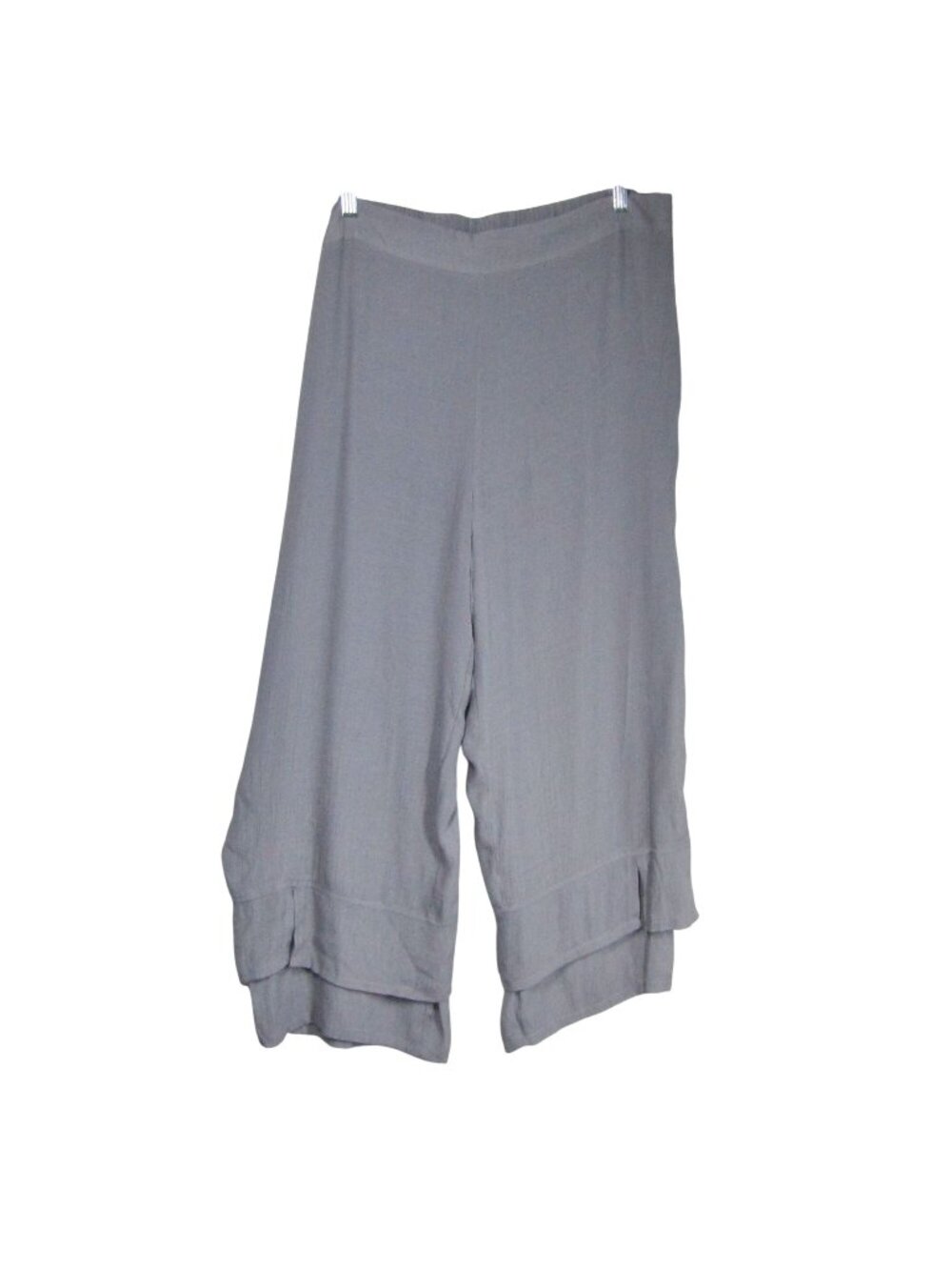 COLDWATER CREEK NWT Wide Leg Pants Coastal Beachy Gauze Tiered Hem Gray Flowy XL